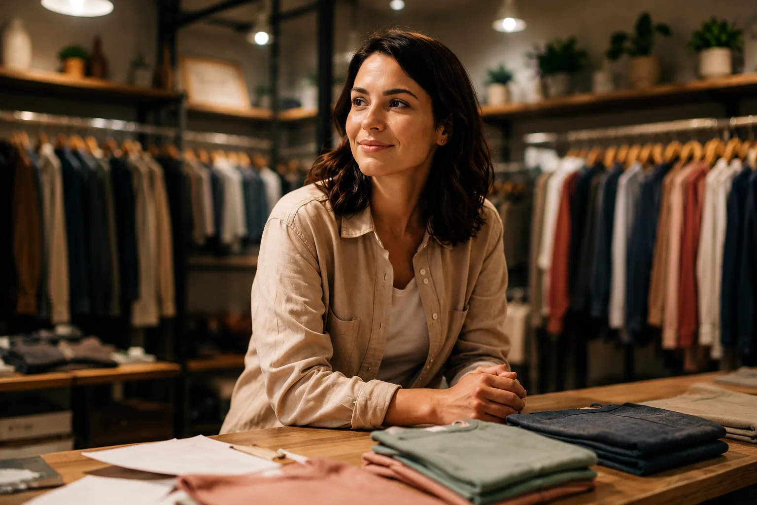 Lojista em sua loja de moda